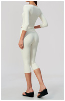 Setelan Yoga Slim Waist Cinched Lengan Lima Perempat High Waist Pengangkat Bokong Pengontrol Perut untuk Olahraga Yoga