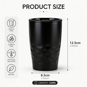 <b>Personalised</b> Office Home 11oz 320ml Stainless Steel Coffee Mug Custom logo Vacuum Double Wall Travel <b>Gift</b> Tumbler with Lid - Product Image 2
