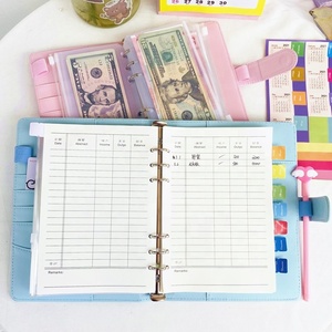 Carpeta de cuaderno en espiral A5 A6, sobres con cremallera en efectivo, cubierta de cuero PU, <span class=keywords><strong>Agenda</strong></span>, planificador, presupuesto escolar, gestión del dinero, diario de regalo - Product Image 5