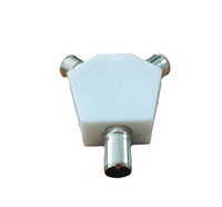 Connecteur plat à trois voies en ABS et métal, un port mâle se connecte à deux ports femelles, adaptateur TV 9,5 mm mâle vers double femelle