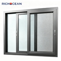 Fenêtres coulissantes en aluminium résistantes aux intempéries RICHOCEAN, double vitrage trempé, avec moustiquaire