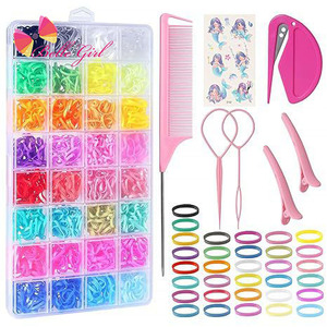 BELLEWORLD Fascia Per Capelli 32colors Hair Rubber Band Cute About 1600pcs Hair Tie Holder <strong>Toddler</strong> Girl Hair Accessories - Product Image 1