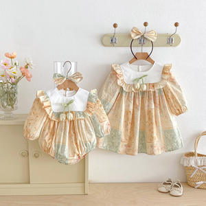 Vêtements assortis pour grandes et petites sœurs, printemps 2026, vêtements floraux pour jumeaux, vêtements en coton, tenue de princesse pour bébé fille, body, robe pour enfants - Product Image 3