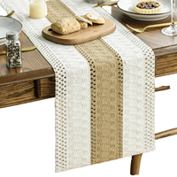 Chemin de table en toile de jute tissée marron rustique style ferme Artoid Mode pour la décoration intérieure