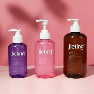 Round PET Plastic <b>Pump</b> <b>Bottles</b> 250ml 300ml 500ml for Shampoo and Conditioner Series Facial Cleansing Oil Detergent Packaging - Product Image 3