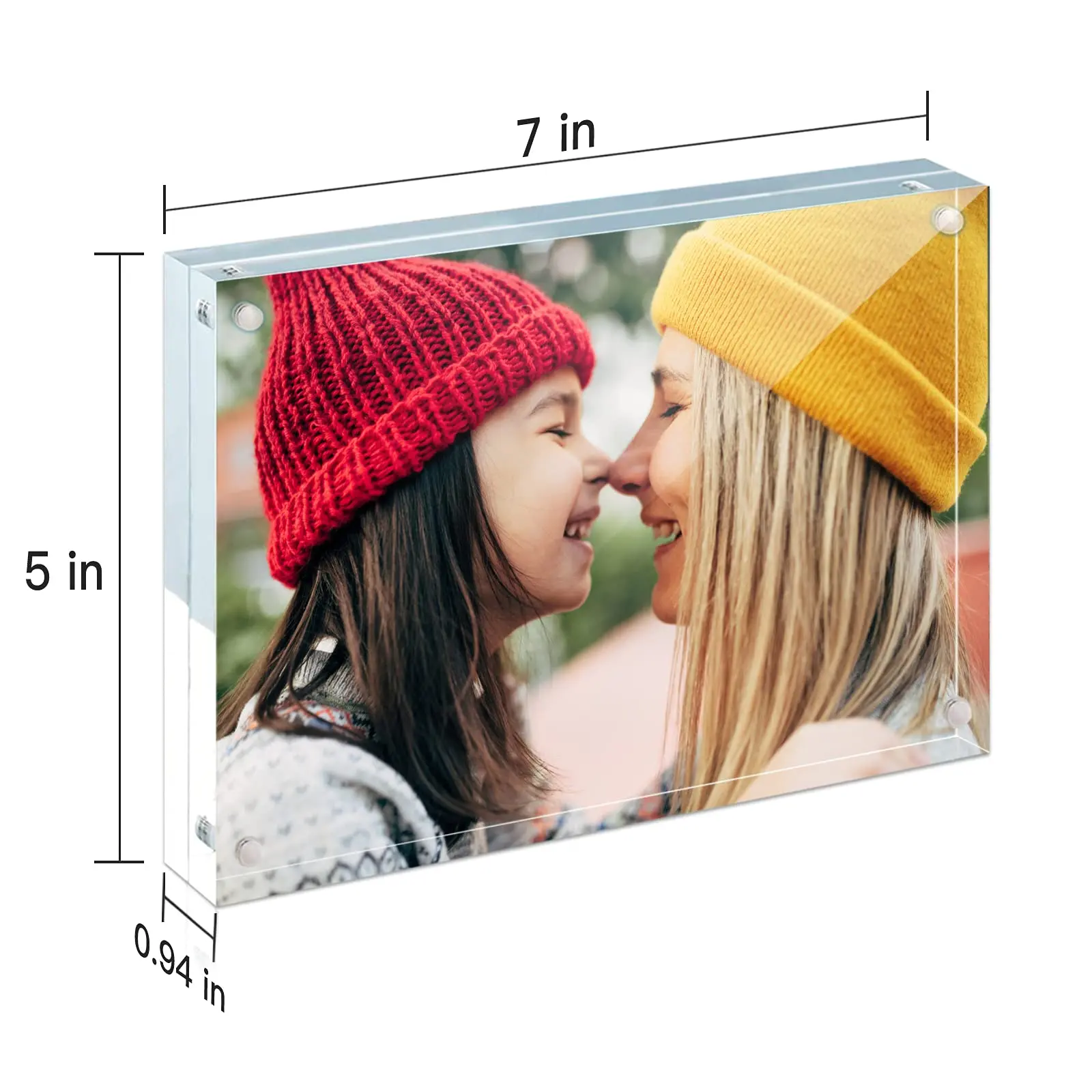 Decoração para casa Transparente Rainbow Dupla Face Picture Frame Acrílico Magnetic Photo Frames Display Stand