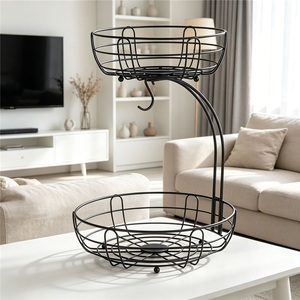 Cesta de frutas clásica de 1 nivel de hierro forjado lacado, cesta de almacenamiento de aperitivos para el hogar y restaurante, bandeja portátil de almacenamiento de frutas para escritorio - Product Image 4