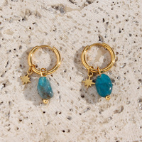 Nouvelles Boucles d'oreilles pour femmes, style européen-américain, en pierre de Tianhe, design de niche, avec pendentif étoile en pierre naturelle Bamang, en acier inoxydable