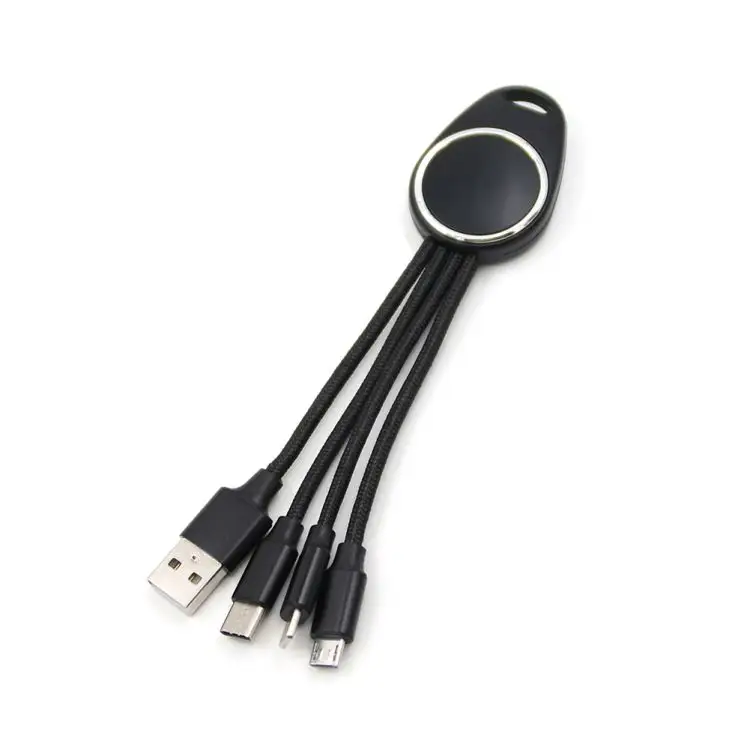 Werbe geschenke LED 3 in1 Schlüssel bund Benutzer definiertes Logo Kabel Multi USB Ladekabel 3 in 1 Schnell ladekabel