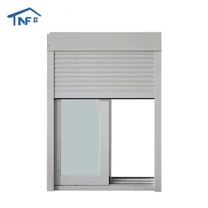 White roller shutter double side tempered glass sliding window aluminum profile