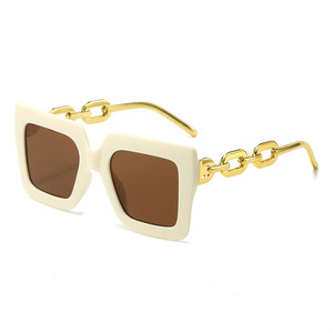 <span class=keywords><strong>Lunettes</strong></span> de soleil Hip Hop à maillons épais avec logo personnalisé, faible MOQ, monture carrée audacieuse, verres teintés, pour boutiques - Product Image 3