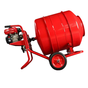 เครื่องผสมคอนกรีตสีแดงแบบใช้น้ำมันเบนซิน พร้อมเครื่องยนต์และล้อ - Product Image 1