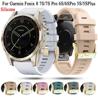 Tali Jam Tangan Silikon Lembut Cocok untuk Garmin Fenix ​​7S 6S 5S Plus, Gelang Pengganti Lepas Cepat 20Mm dengan Desain Gesper Emas.
