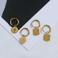 Anting-anting wanita model koin mawar, vintage, anti air, baja tahan karat, klasik, berlapis emas PVD 14k 18k, perhiasan wanita modis