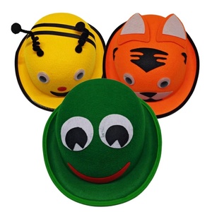 Sombreros de Terciopelo con Diseño de Animales de Dibujos Animados para Niños, Tigre, Rana, Abeja, Personalizables, para Fiestas Infantiles, Escolares, Festivales y Decoración - Product Image 1