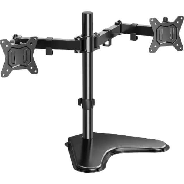 Dual Monitor Stand up to 32 Inch for 2 Screens Free Standing Heavy-Duty Full Motion Dual Monitors Arm for Desk Adjustable Arms
