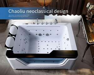 Baignoire Spa Carrée Autoportante en Acrylique, Design Européen, Cascade, 20 Jets, Capacité 2 Personnes, Écologique - Product Image 6