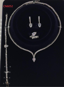Élégant grand vert clair goutte d'eau CZ cristal collier boucles d'oreilles femmes Costume de fête de mariage pour fiançailles affaires de mariée - Product Image 2