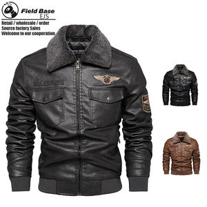 جاكيت جلدي شتوي رسمي للجنسين مخصص حسب الطلب مع بطانة من الصوف والقطن وشعار مطرز أمامي وبطانة من الفرو الصناعي - Product Image 1