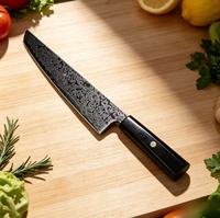 Couteau à trancher le jambon droitier à manche en bois, lame moderne de 24-25 pouces, compatible lave-vaisselle, ensemble de couteaux professionnels japonais en acier Damas laser