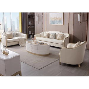 Canapé en cuir et bois massif de luxe léger américain, taille 123, combinaison moderne simple, canapé français haut de gamme - Product Image 1