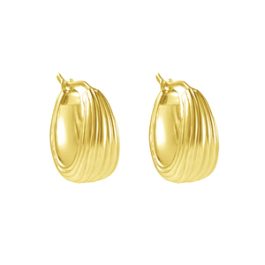 Aros Gemnel Mondo en Plata 925 con Baño de Oro de 18K, Diseño Escultural Audaz con Textura Ondulada para un Movimiento Inspirado en el Agua - Product Image 1