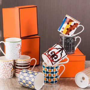 Tazza Europea di Lusso Semplice, Tazza per Latte e Colazione, Ceramica a Mosaico, Fine Porcellana Bone China, Confezione Regalo H-Family - Product Image 3