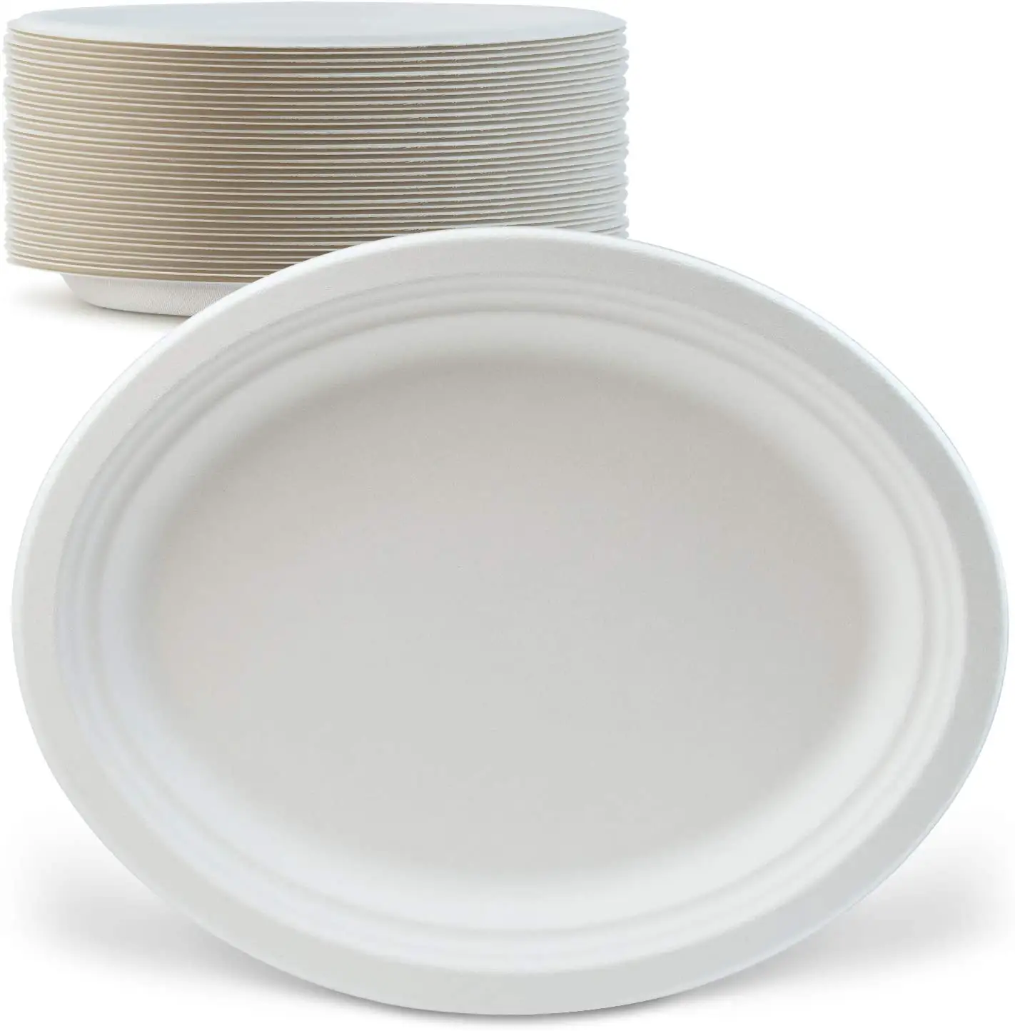 Çevre dostu doğal Oval Fiber Bagasse şeker kamışı biyobozunur Compostable tabaklar