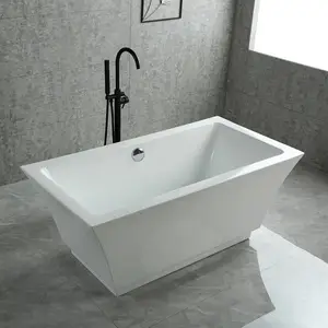 אמבטיה קלאסית עצמאית לבנה מותאמת אישית בית מלון בית אקריליק מנקז אמבטיה אמבטיה עצמאית