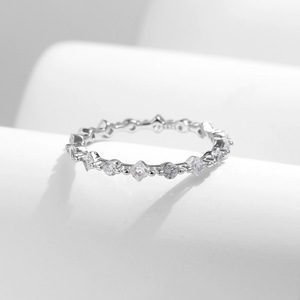 S925 Silver Princess Cut <b>Diamond</b> Eternity Band <b>Ring</b> Pave Setting Women's Classic Engagement Geometric Style - Product Image 6