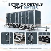 ZZKNOWN Remorque Sanitaire Portable de Luxe 6,6 m, 5 Cabines, Triple Essieu, Toilettes Mobiles avec Lavabos pour Mariages et Événements en Plein Air