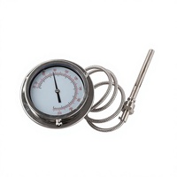 Termometer Dial Kapiler Fleksibel Pengukur Suhu Transmisi Jarak Jauh Baja Tahan Karat Industri HUBEN untuk Tangki Air Boiler