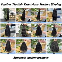 Extensions de cheveux humains à crocheter pré-bouclées 12A Raw Feathers Tip, bouclées crépues, pour tressage, noir naturel