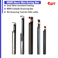 Barre de perçage MWR à long cou, en carbure monobloc, diamètre 2 mm, avec insert rectangulaire 90°, pour rainurage interne de l'acier inoxydable