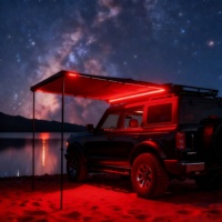 Barre lumineuse LED 12V étanche IP67 pour camping, magnétique, anti-moustiques, avec bande rouge SOS ambre pour camping-car, tente, auvent