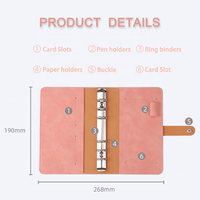 Carnet de notes A6 en cuir PU mignon, classeur rechargeable, couleur Blush