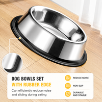 Bol pour chien en acier inoxydable avec logo personnalisé, antidérapant, pour nourriture et eau, base en caoutchouc, facile à nettoyer, motif os, pour chiens et chats, OEM