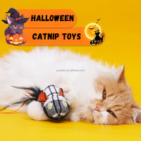 Juguetes Interactivos para Gatos de Halloween, Juguete de Peluche con Hierba Gatera y Plumas