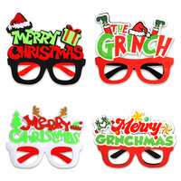 Nouvelles lunettes de Noël JQ Red Hat Grinch, accessoires photo, décoration de monstre aux cheveux verts, cadre à lettres de dessin animé