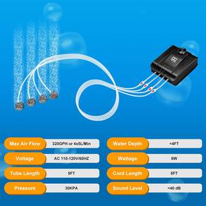 サイレント充電式<span class=keywords><strong>4</strong></span>コンセント8W、最大300ガロンの水槽水族館エアポンプ酸素水槽用水族館エアポンプ12v - Product Image 2