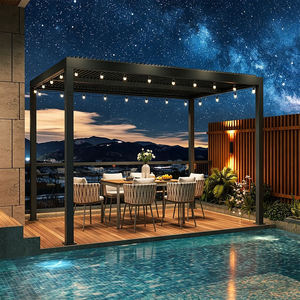 Pergola en aluminium avec toit à lames orientables, imperméable, protection solaire, gazebo extérieur, pavillon pour plantes grimpantes de <span class=keywords><strong>jardin</strong></span> - Product Image 6