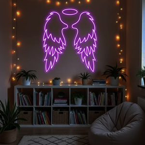 Enseigne néon LED personnalisée avec nom, design sans <span class=keywords><strong>ailes</strong></span>, pour mariage, fête, décoration murale de la maison, entreprise, pour vendeurs Etsy - Product Image 1