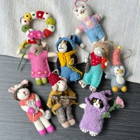 Porte-clés décoratifs en feutre de laine faits main du Népal, jouets en peluche, animaux en peluche, pendentifs de sac pour filles, adolescentes et adultes, cadeau d'anniversaire