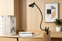 Lámpara de Mesa LED Moderna con Cuello de Cisne Flexible, Inalámbrica, Recargable por CA, Control por Interruptor, de Metal y ABS, Ideal para Estudio