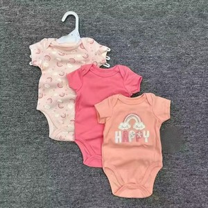 Factory Wholesale Baby Cotton Rompers <b>Short</b> Sleeve Cute Pink Floral Print <b>Onesies</b> Soft And Comfortable For Infants Bodysuit - Product Image 3