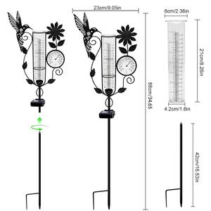Pluviomètre en verre VividLadybug, décoratif, solaire, pour extérieur, avec motif chien et oiseau, pour jardin, pelouse, allée - Product Image 4