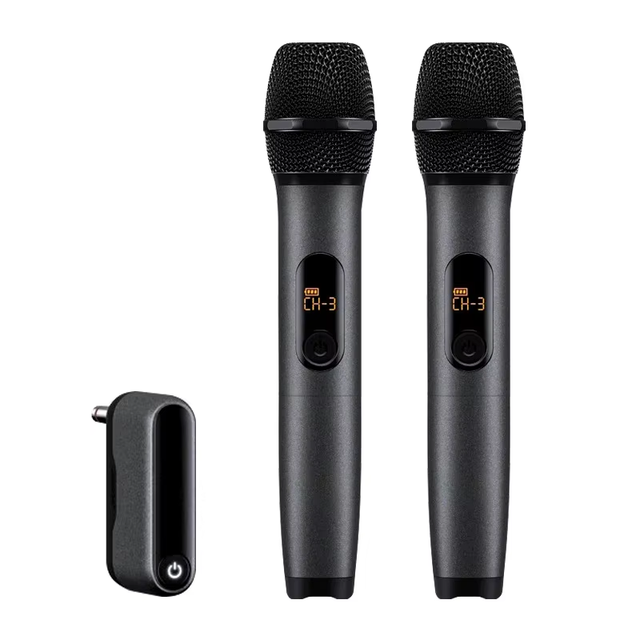Professional High Quality Lightweight Rechargeable 2-Channel Bluetooth2.4G USB Type C Wireless Dynamic Karaoke Microphone System