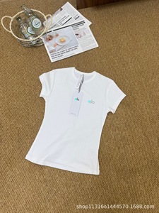 Vêtements de luxe pour femmes aux courbes généreuses, T-shirt sport d'été coupe ajustée, Blouse, Hauts blancs pour femme, Corset <span class=keywords><strong>blanc</strong></span> pour la course et le golf, Vêtements Aloe Blancs - Product Image 5