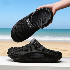 Detachable Hole Shoes for Men's Summer Outdoor Wear, Anti <b>slip</b> EVA Toe Slippers Outdoor <b>Half</b> Drag Beach Sandals - Product Image 1