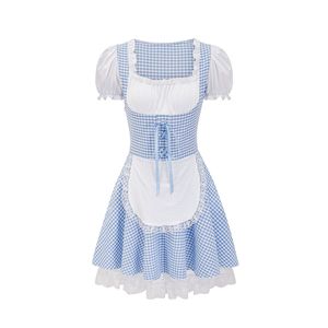 Traditional Plaid Dirndl Dress Women Oktoberfest Beer Maid Costume Adult Size Multicolor <b>Gingham</b> Skirt - Product Image 3